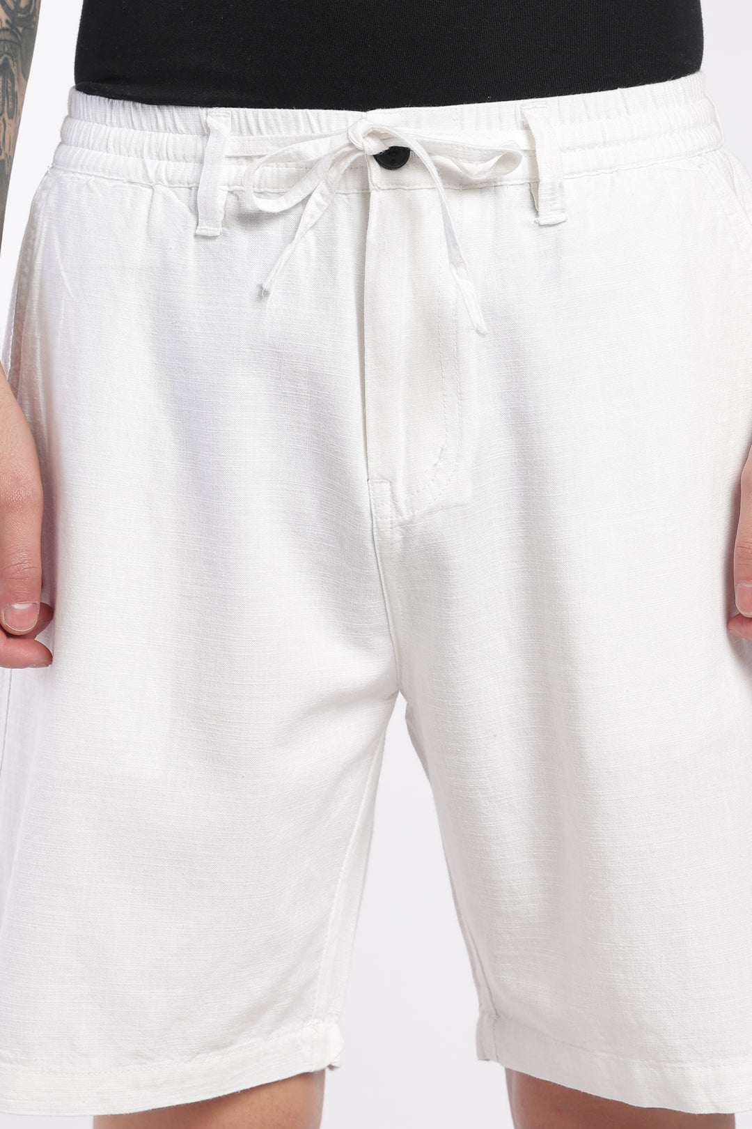 Men’s White Lightweight Linen Relaxed Shorts