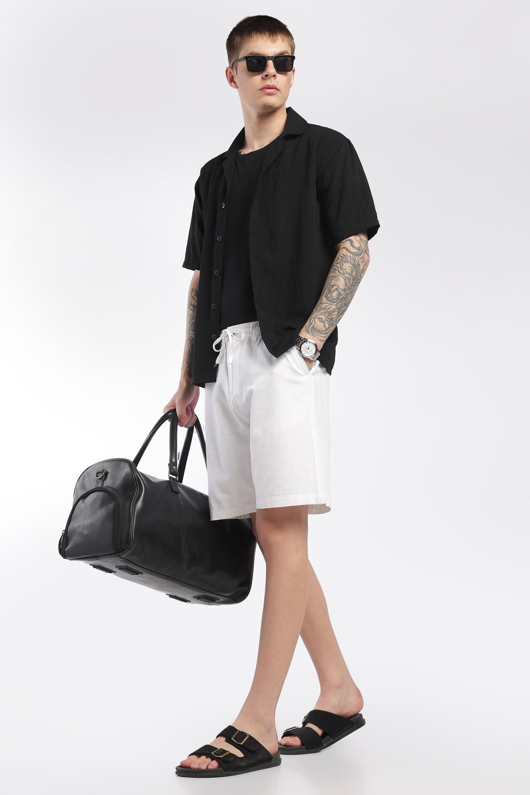 Men’s White Lightweight Linen Relaxed Shorts