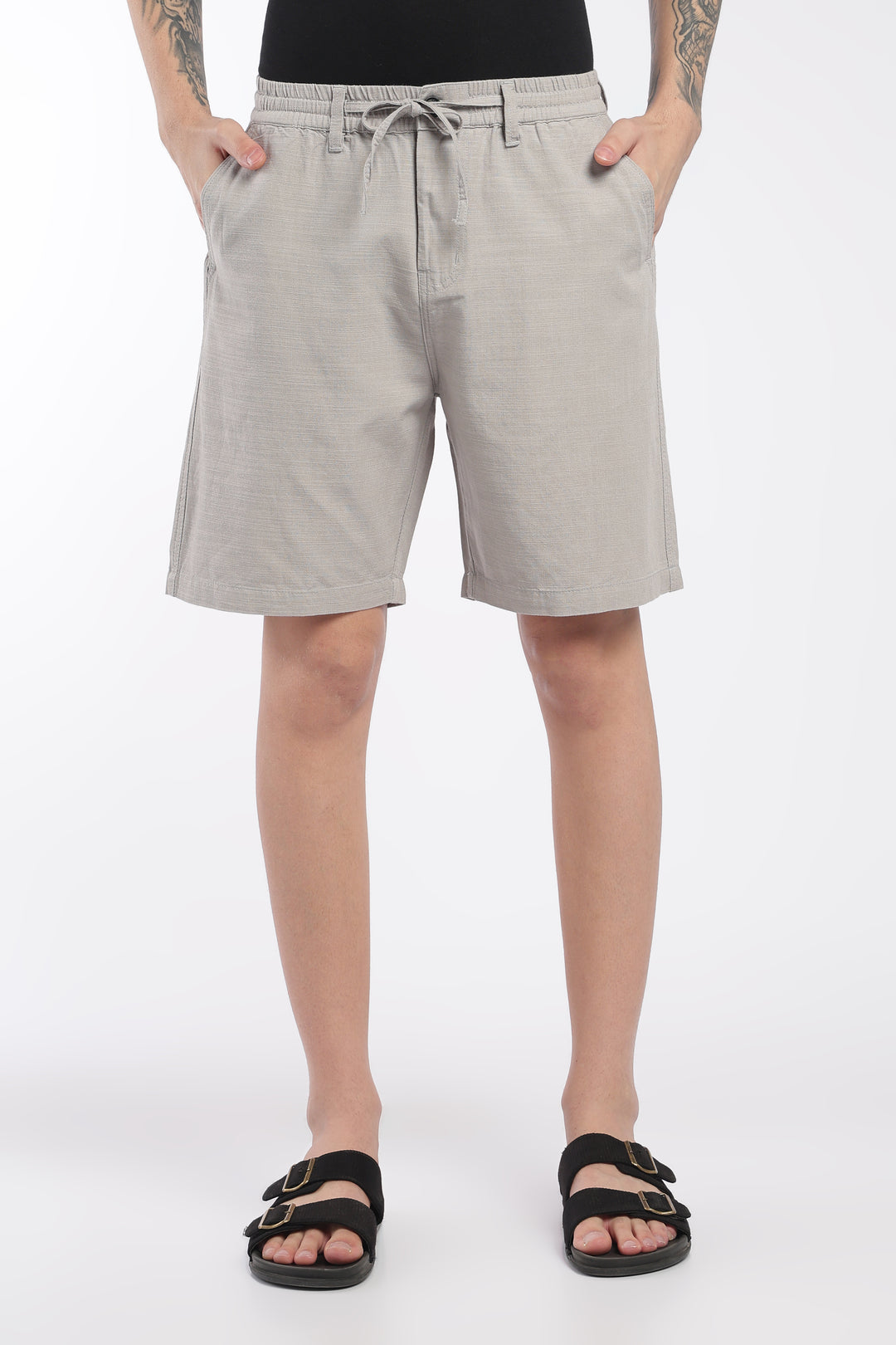 Men’s Light Grey Lightweight Linen Relaxed Shorts