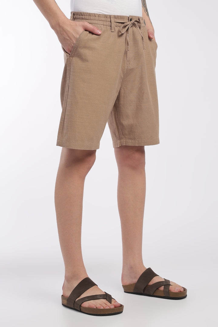 Men’s Beige Lightweight Linen Relaxed Shorts