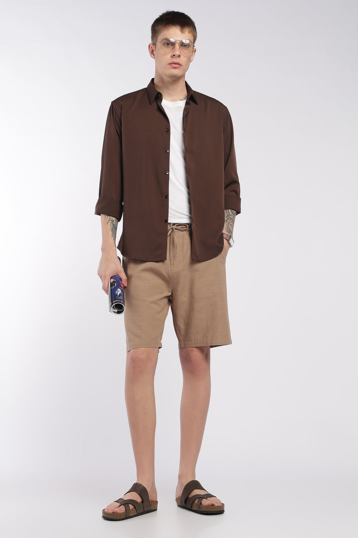 Men’s Beige Lightweight Linen Relaxed Shorts