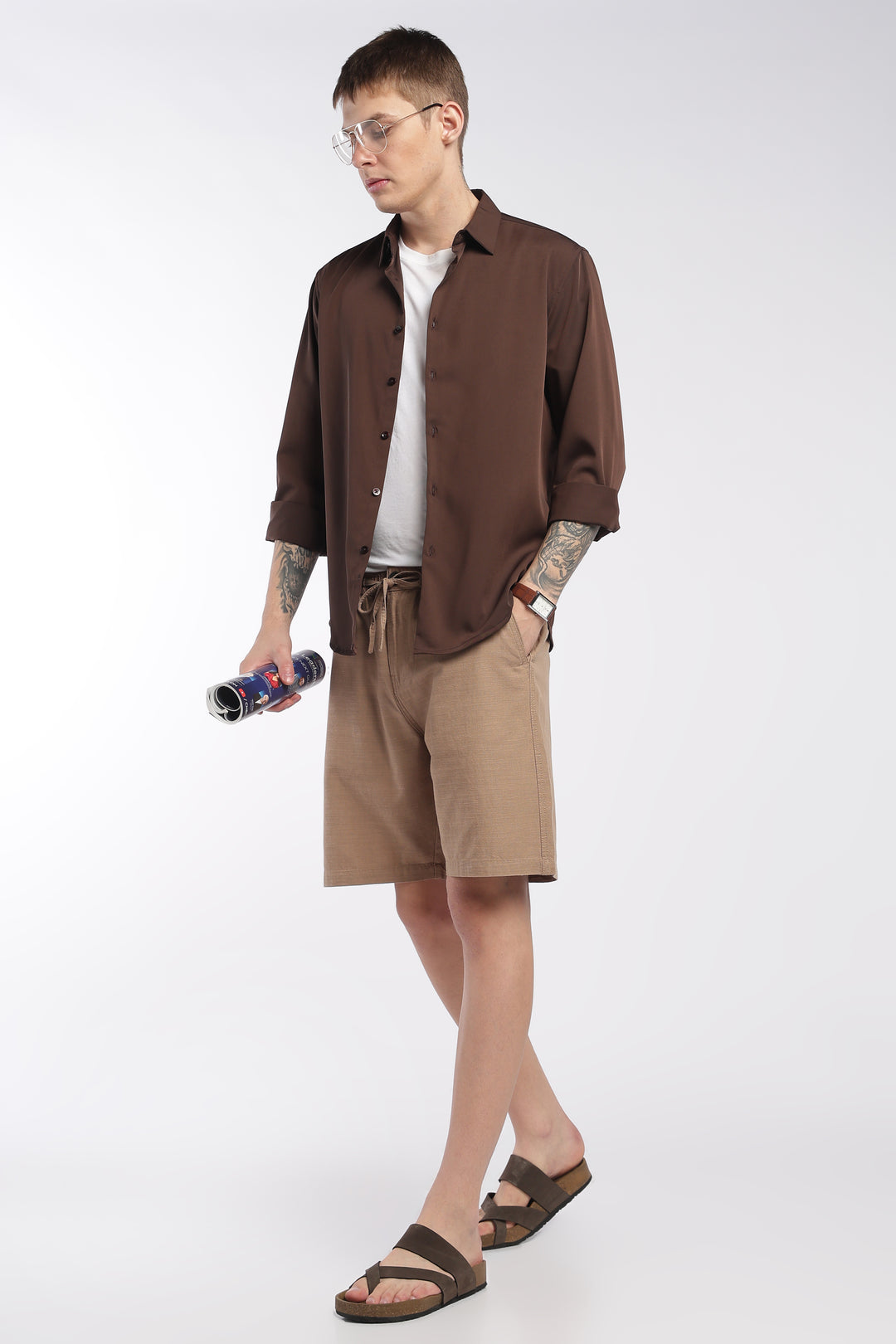 Men’s Beige Lightweight Linen Relaxed Shorts