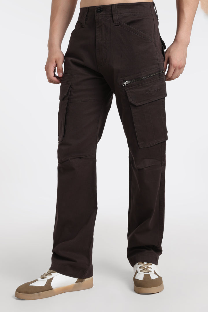 Men’s Dark Brown Multi-Pocket Cargo Pant