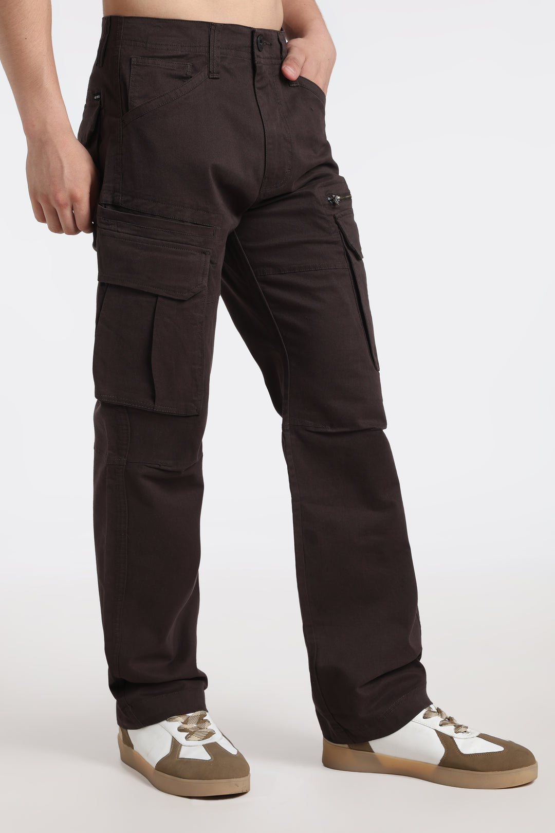 Men’s Dark Brown Multi-Pocket Cargo Pant