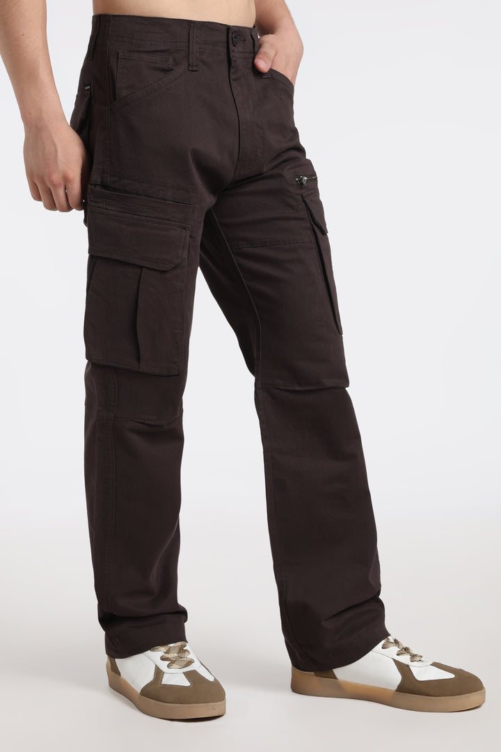 Men’s Dark Brown Multi-Pocket Cargo Pant