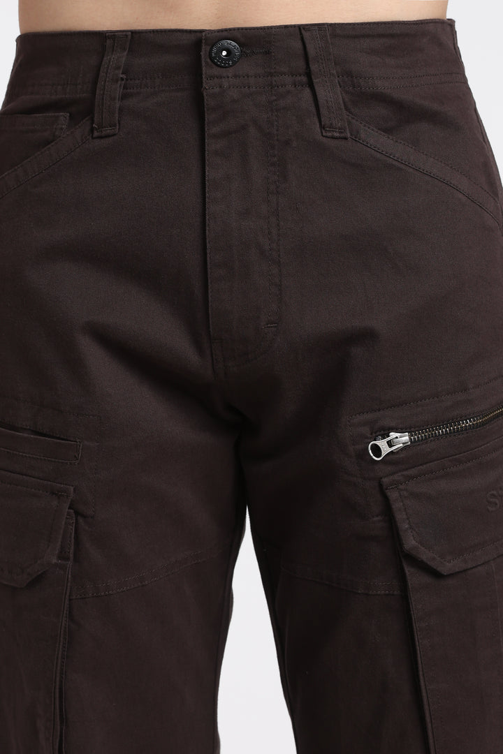 Men’s Dark Brown Multi-Pocket Cargo Pant