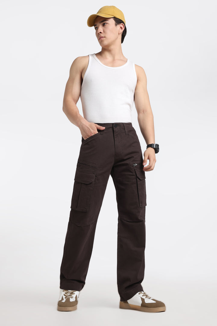 Men’s Dark Brown Multi-Pocket Cargo Pant