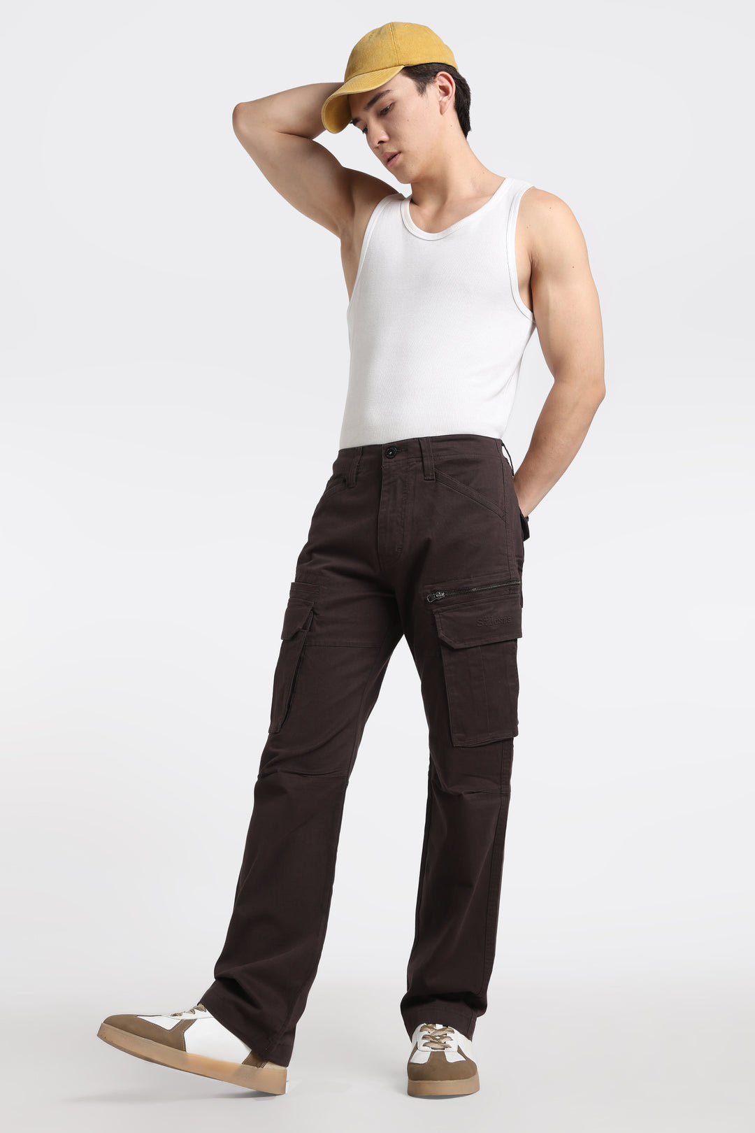 Men’s Dark Brown Multi-Pocket Cargo Pant