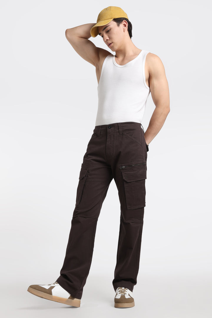 Men’s Dark Brown Multi-Pocket Cargo Pant