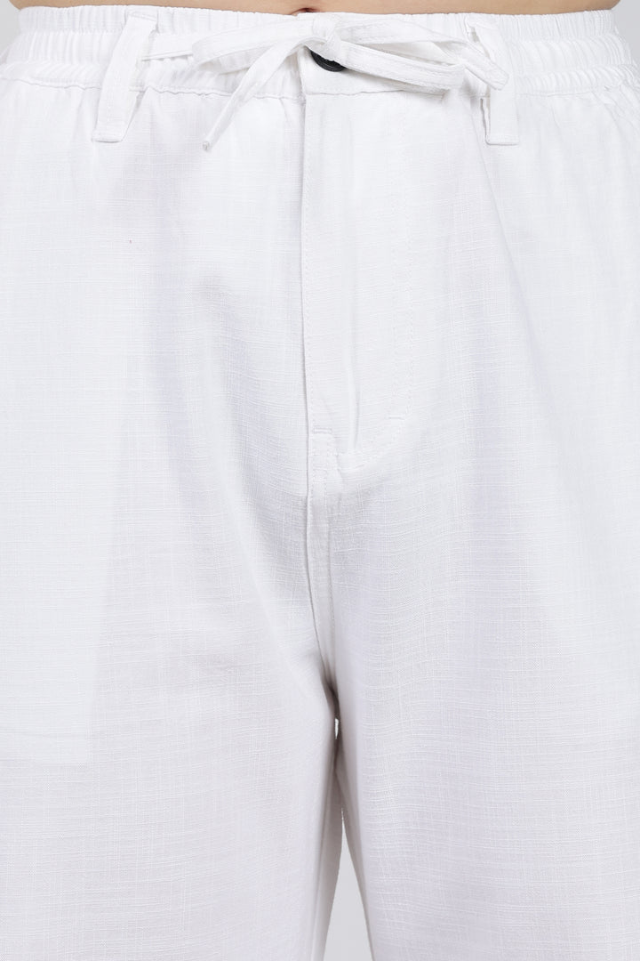 White pants on a white background
