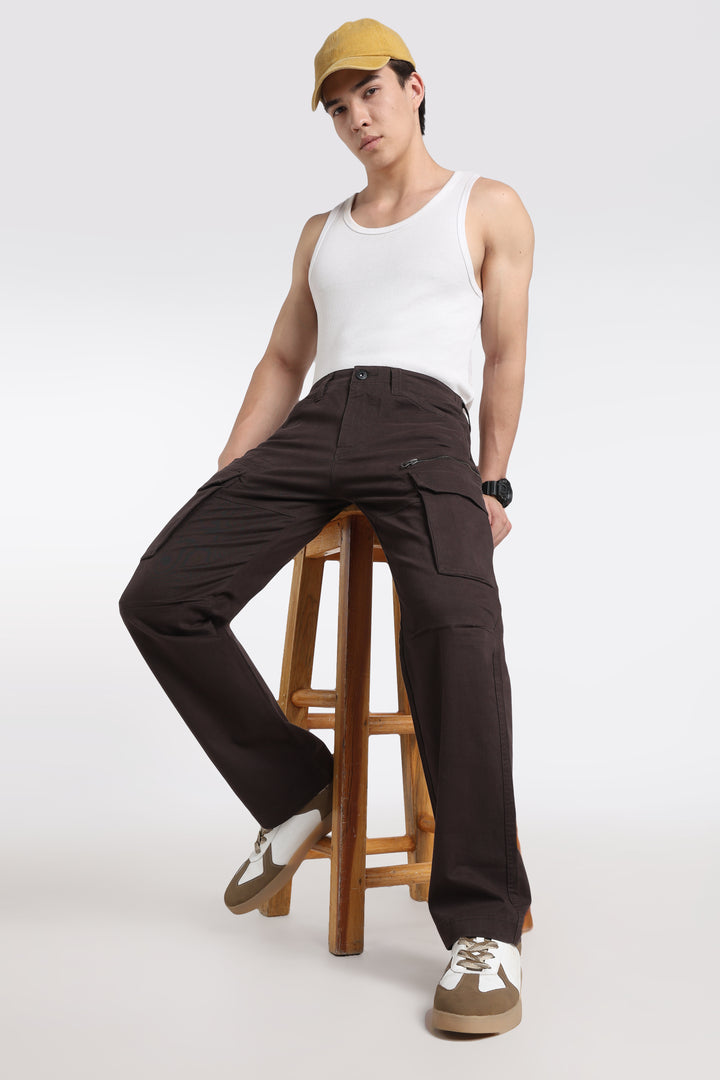 Men’s Dark Brown Multi-Pocket Cargo Pant