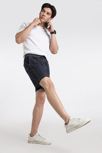 Dark Blue Drawstring Denim Shorts