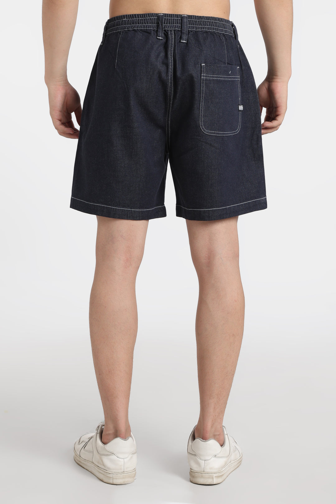 Dark Blue Drawstring Denim Shorts