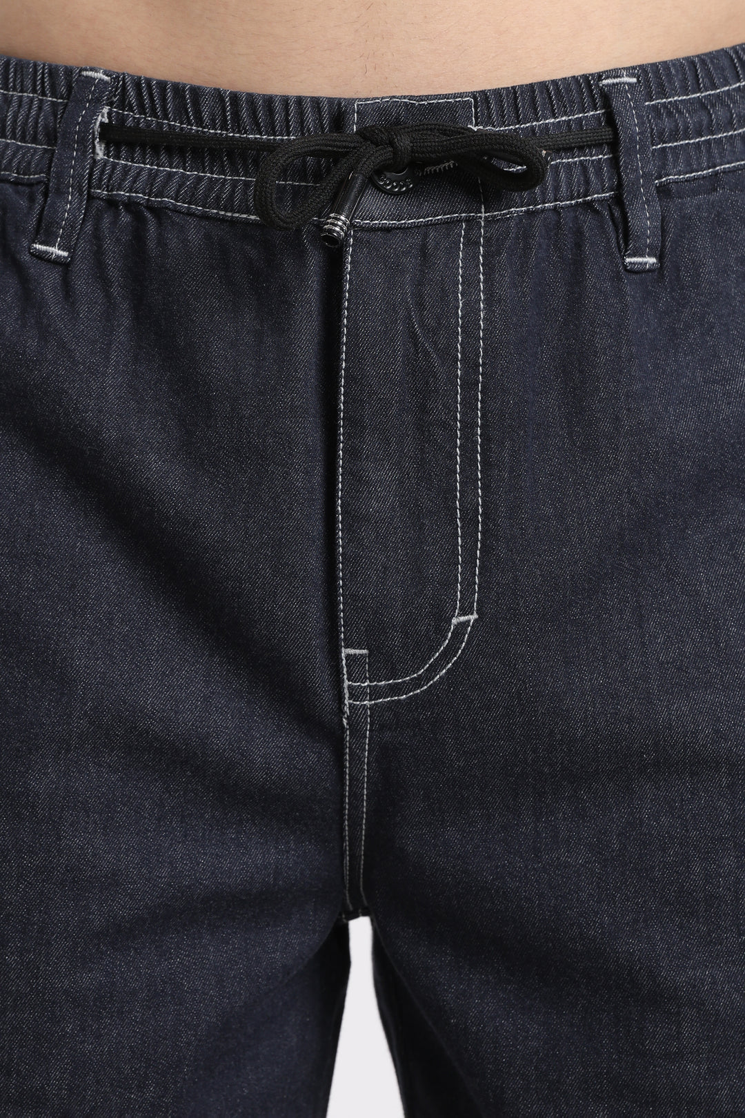 Dark Blue Drawstring Denim Shorts
