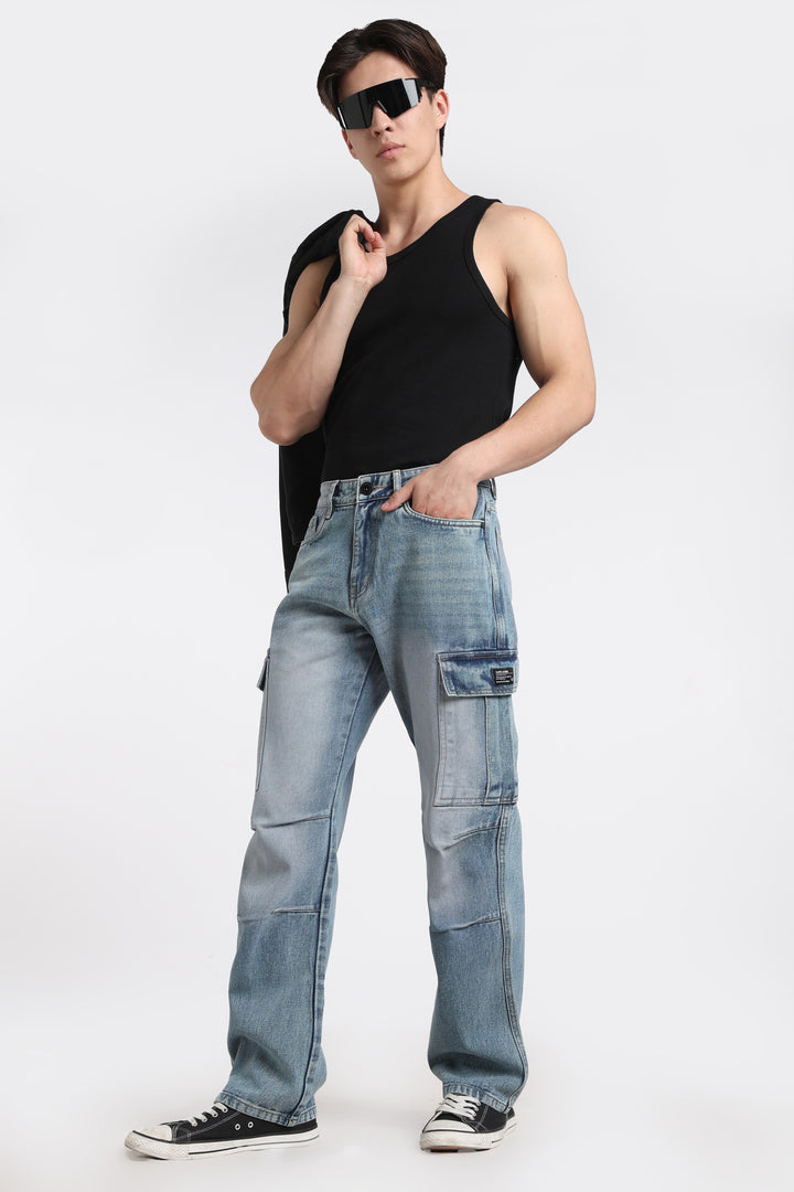 Men's Urban Loose Fit Cargo Denim Jeans
