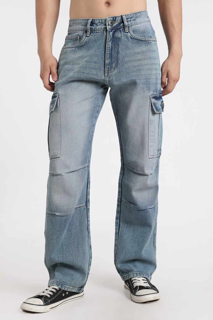 Men's Urban Loose Fit Cargo Denim Jeans
