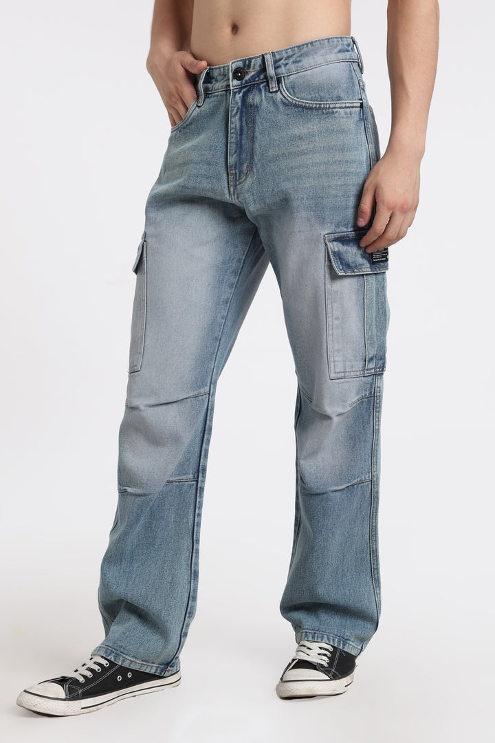 Men's Urban Loose Fit Cargo Denim Jeans