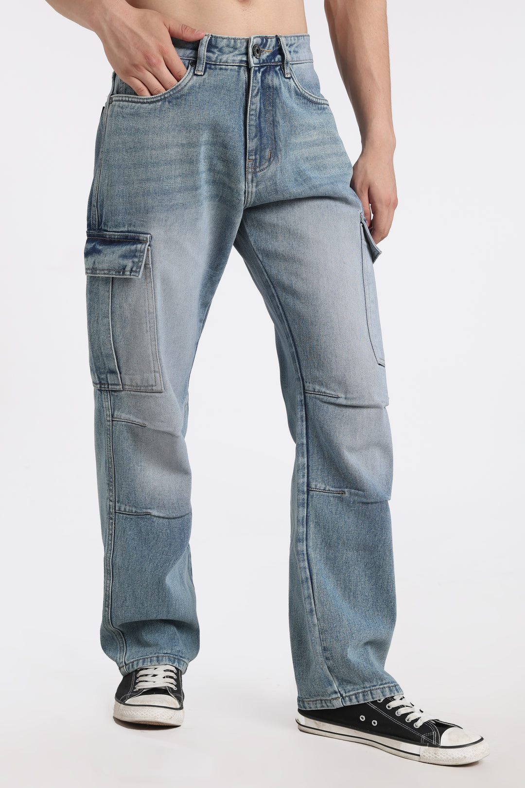 Men's Urban Loose Fit Cargo Denim Jeans