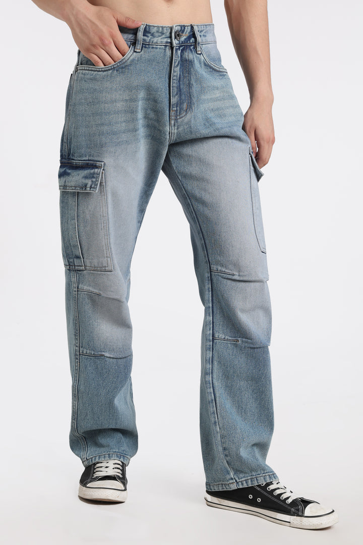Men's Urban Loose Fit Cargo Denim Jeans