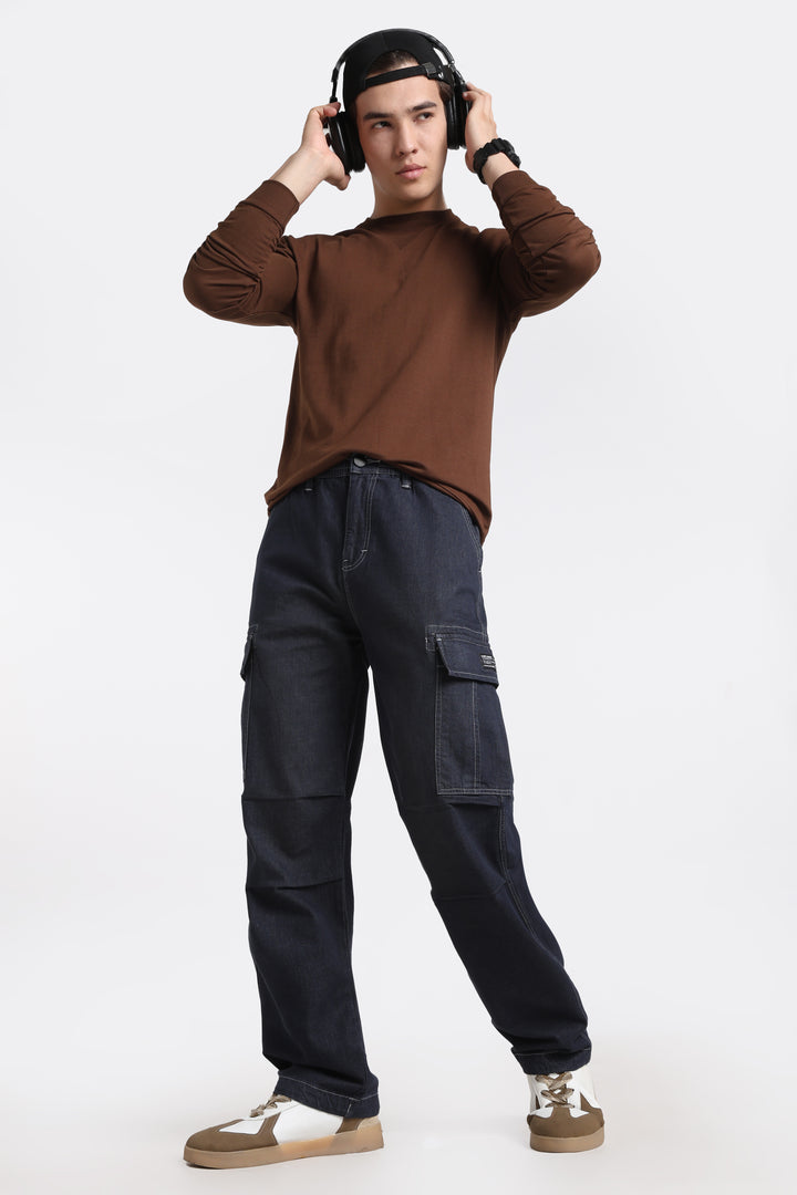 Men's Classic Dark Wash Deep Navy Cargo Pants