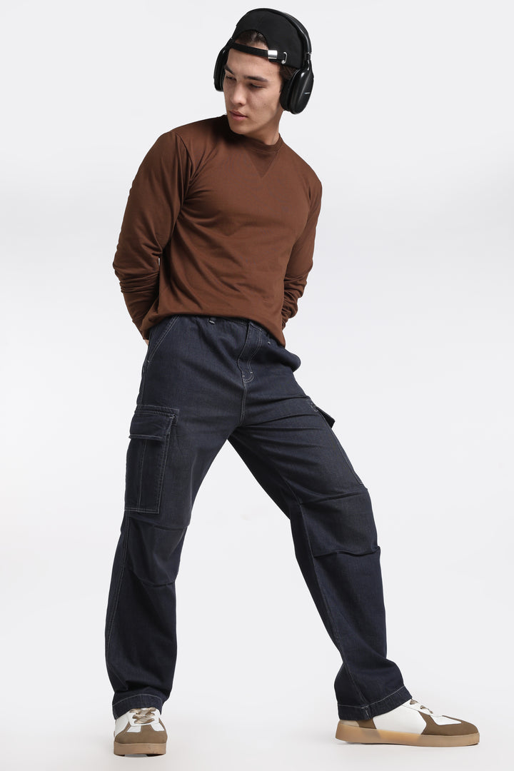 Men's Classic Dark Wash Deep Navy Cargo Pants