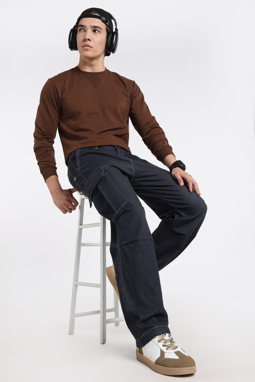 Men's Classic Dark Wash Deep Navy Cargo Pants