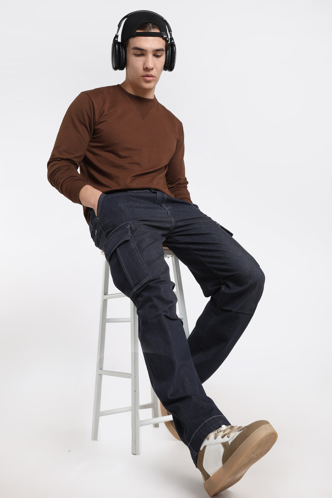 Men's Classic Dark Wash Deep Navy Cargo Pants
