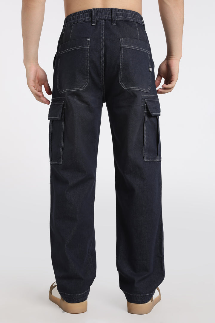 Men's Classic Dark Wash Deep Navy Cargo Pants