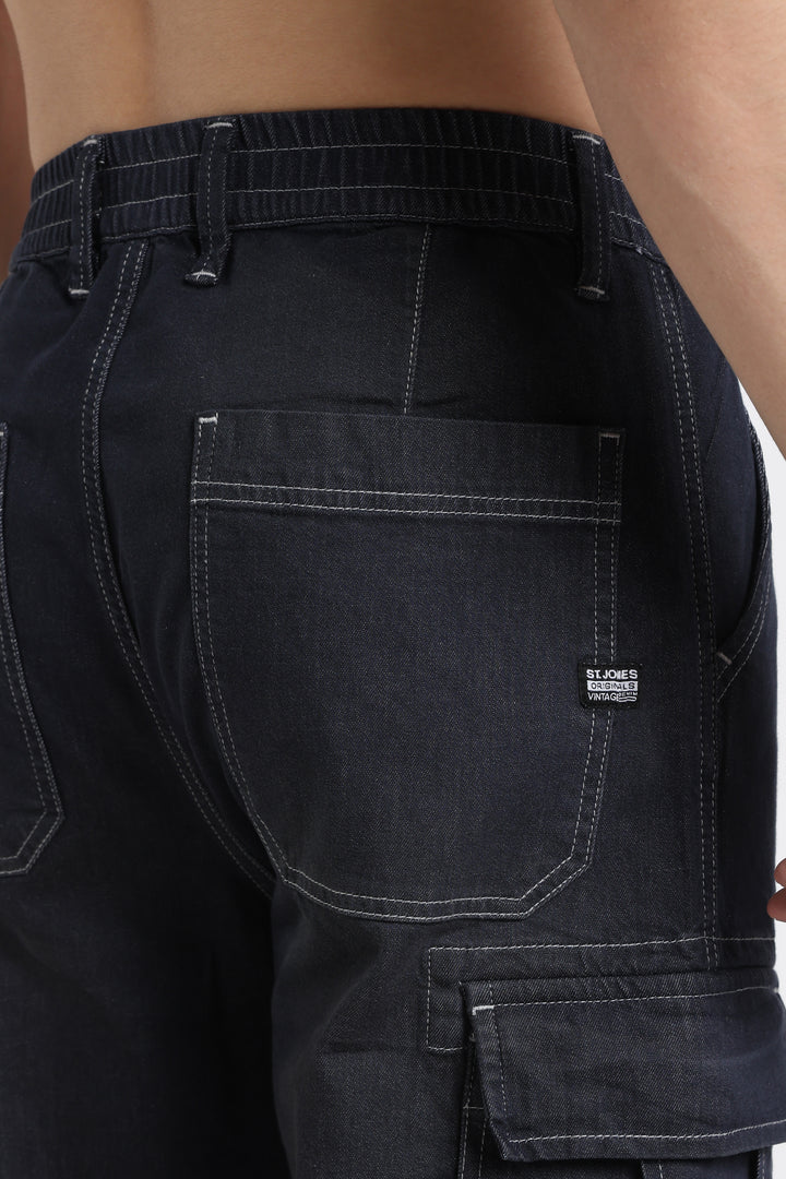 Men's Classic Dark Wash Deep Navy Cargo Pants
