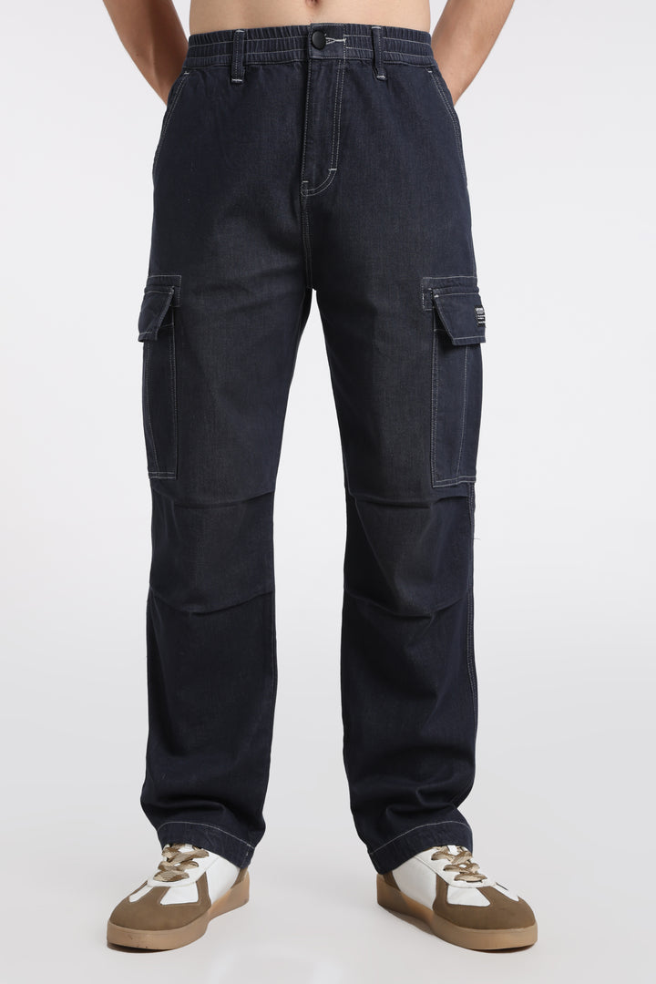 Men's Classic Dark Wash Deep Navy Cargo Pants