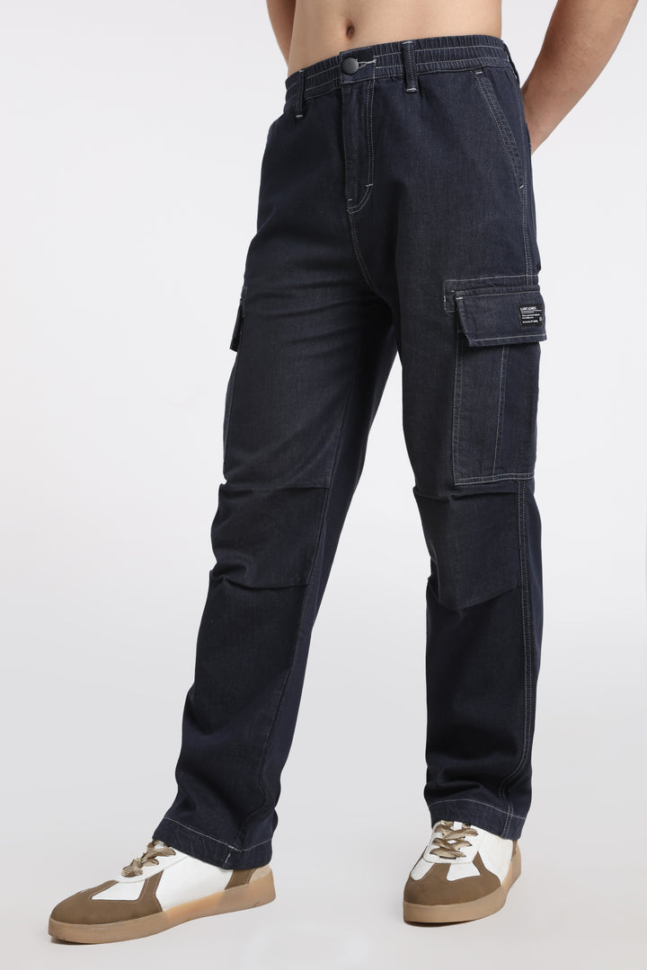 Men's Classic Dark Wash Deep Navy Cargo Pants