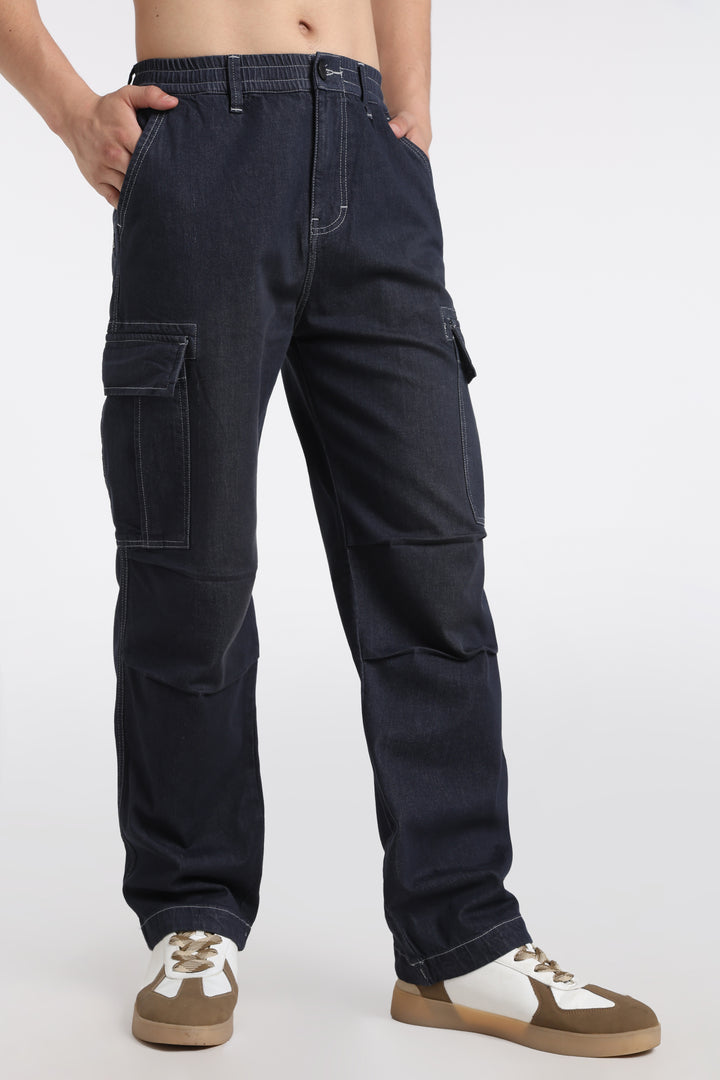Men's Classic Dark Wash Deep Navy Cargo Pants