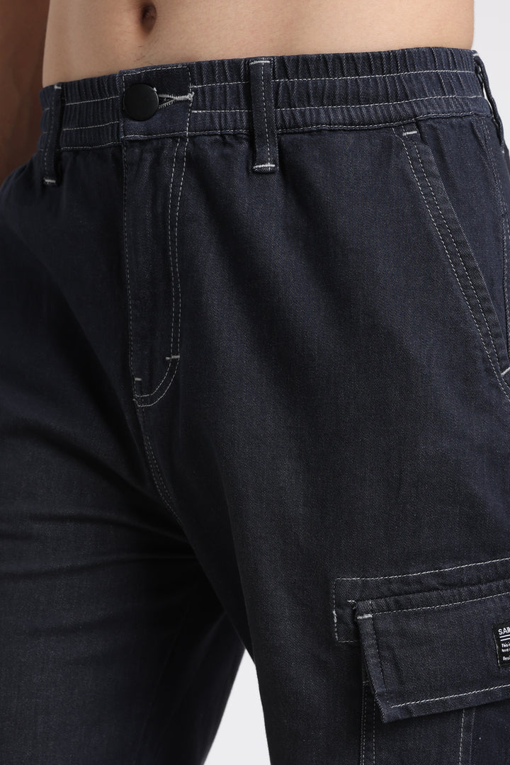 Men's Classic Dark Wash Deep Navy Cargo Pants