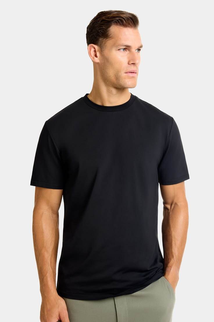Men's Soft-Touch Black Crew Neck Tee