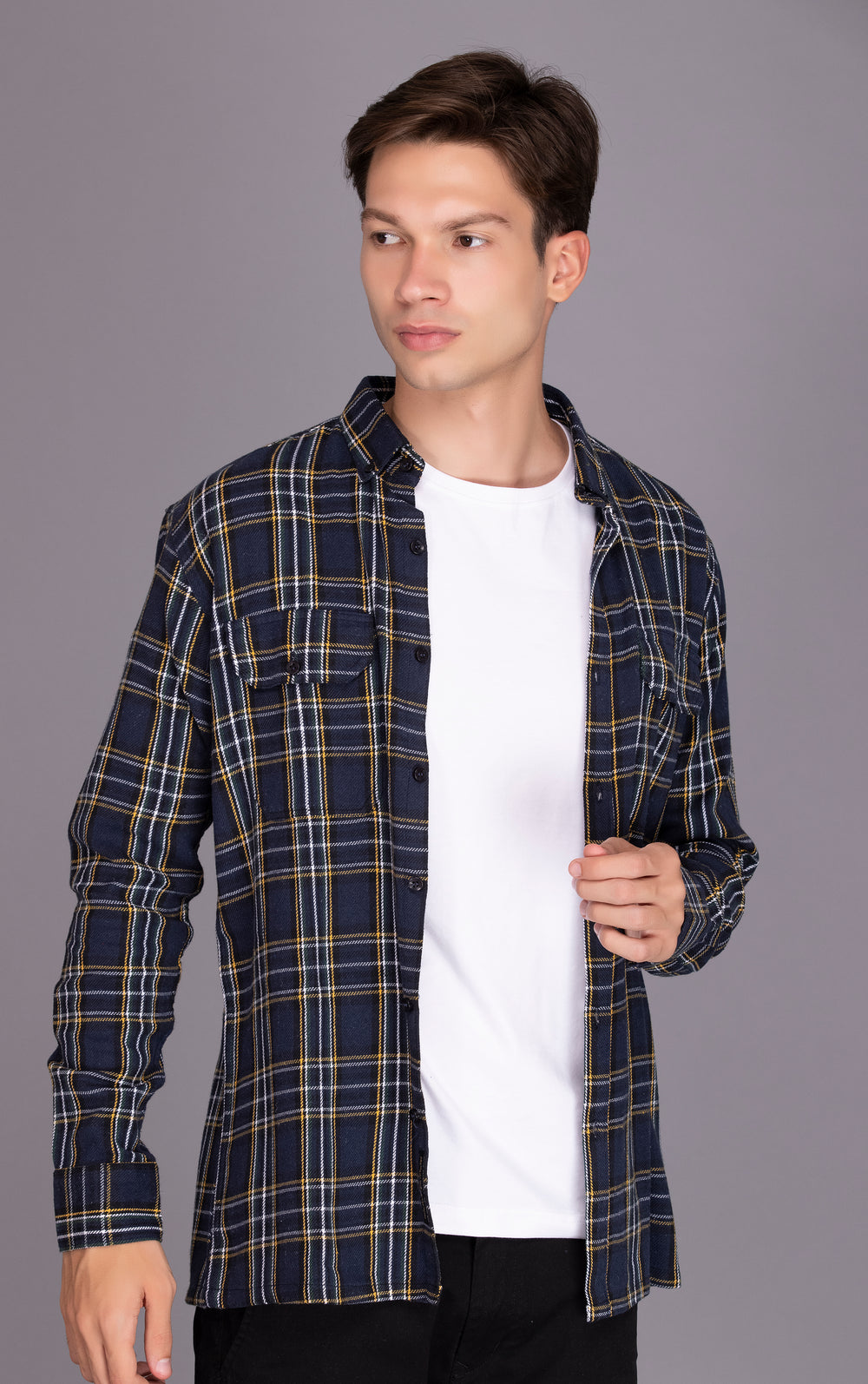 Buy Blue Pure Cotton Flannel Checked Casual Shirt online in india