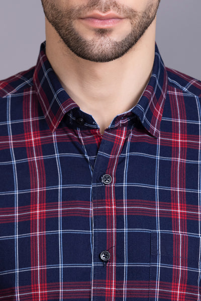 Red and Blue Cotton Check shirts