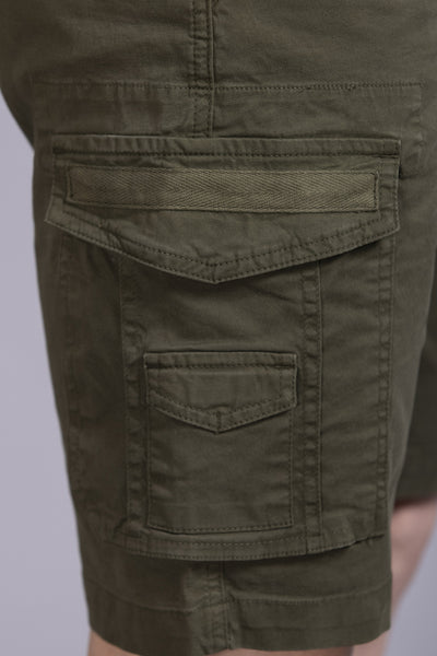 Men Dark Green regular Fit Cargo Shorts