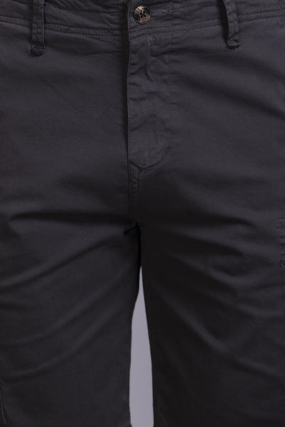 Men Dark Grey Regular Fit Cargo Shorts