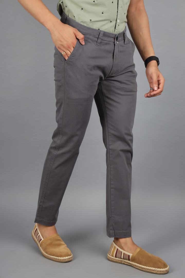Men Taperedfit chinos Grey color