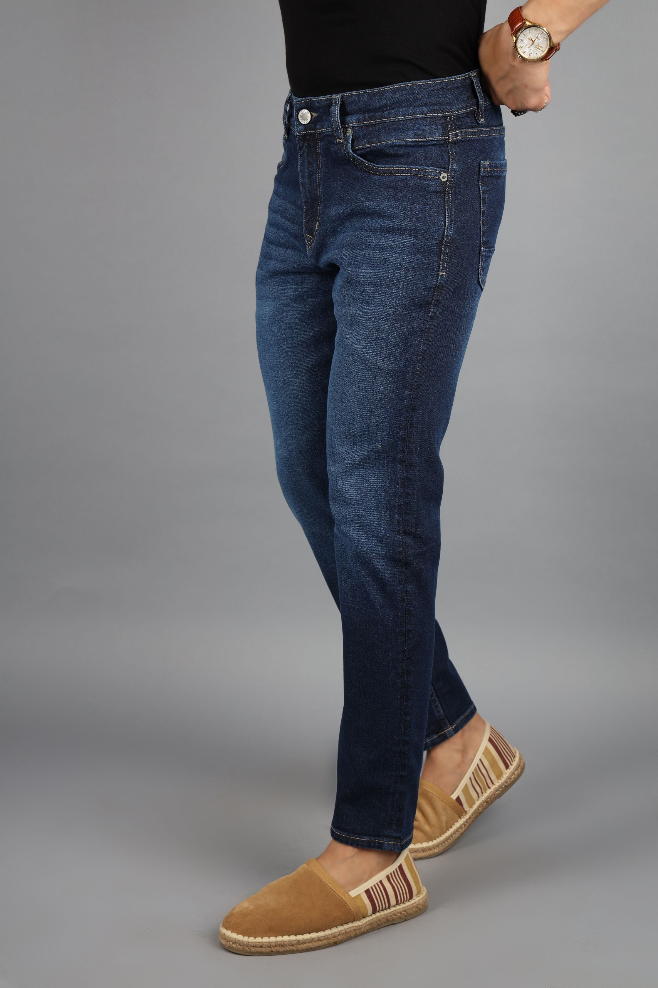 BOSS - Slim-fit jeans in dark-blue Italian lightweight denim