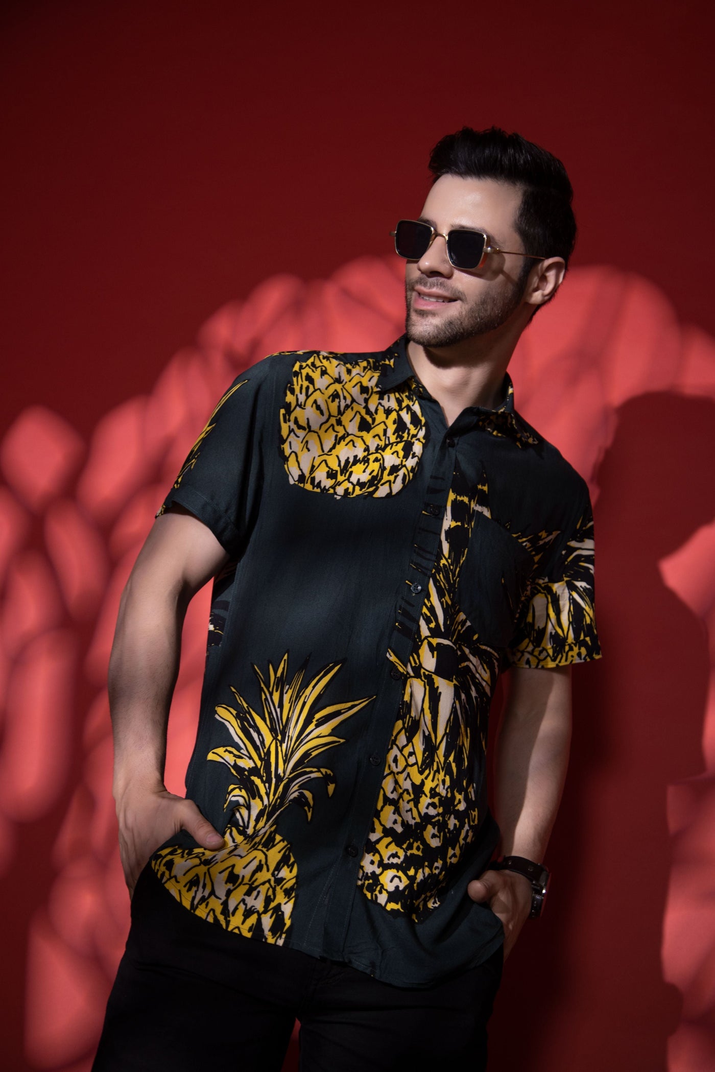 Men Pineapple Print Casual Shirt