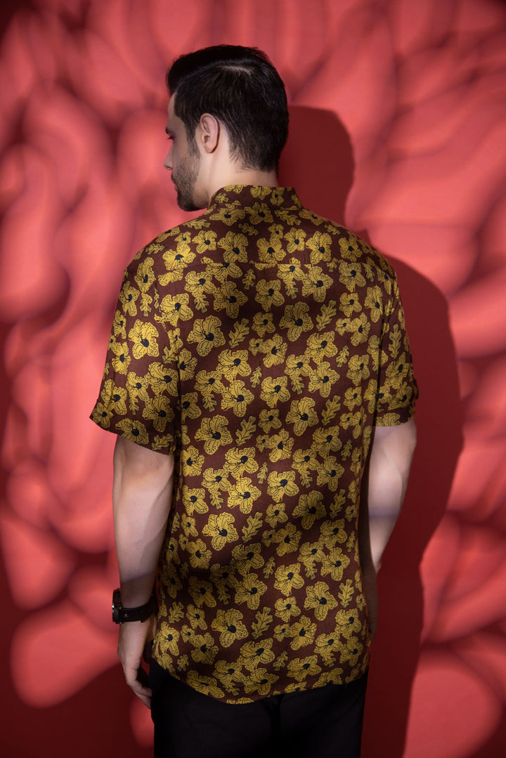 Brown and Yellow Floral Shirt