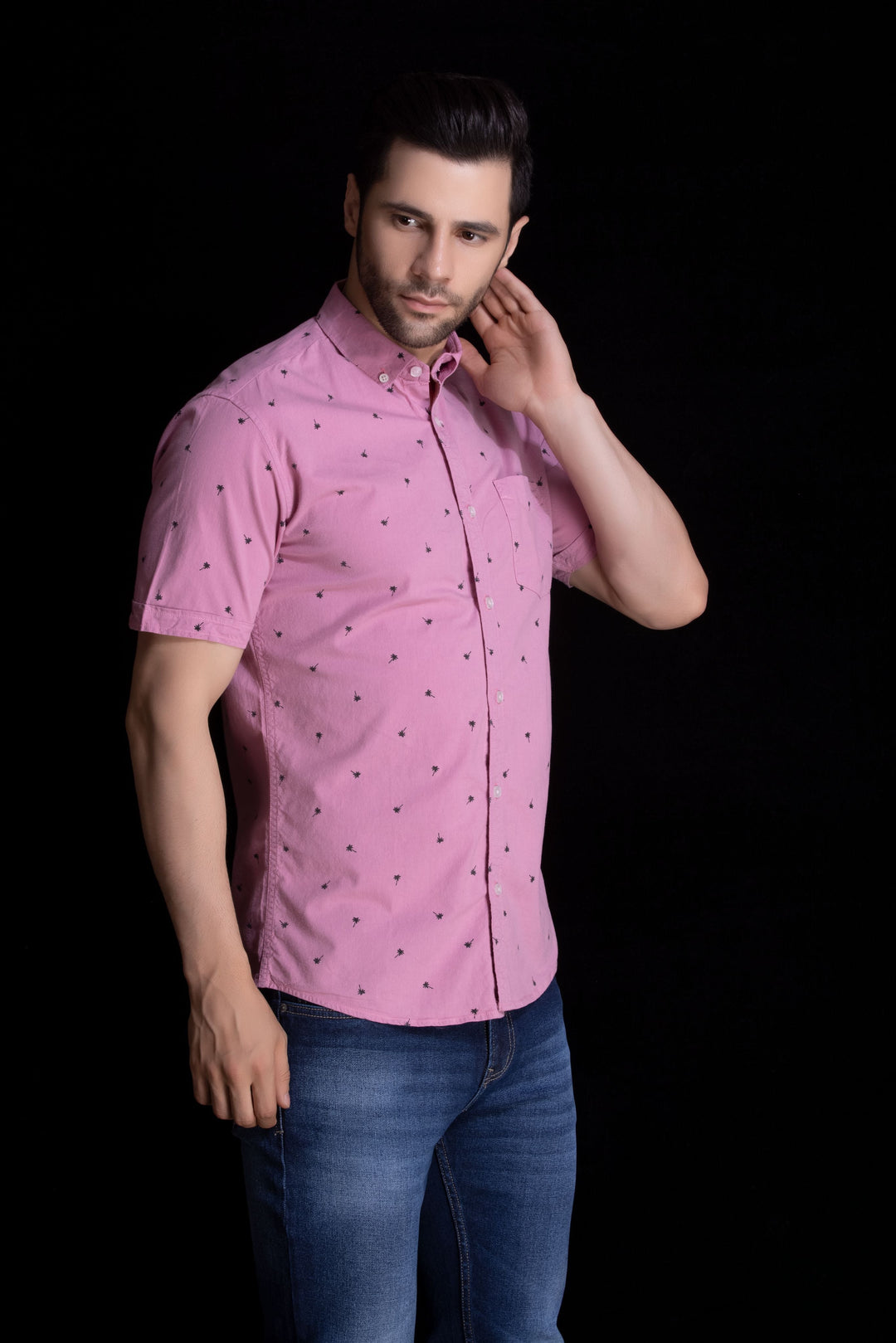 Pink and Blue Casual Printed Shirt