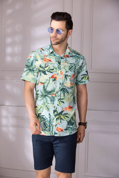 Sea Green Floral Beach Shirt