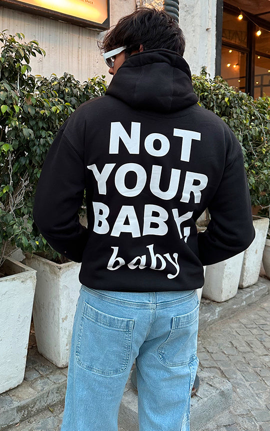 BUY LAZYFOX-NOT YOUR BABY,BABY HOODIE BLACK FOR MEN