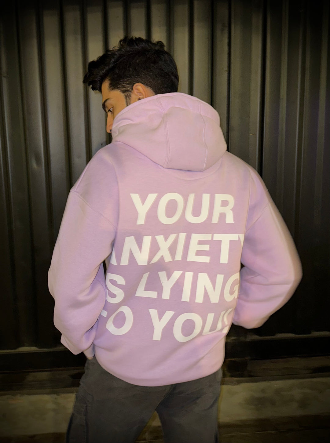 LAZYFOX-YOUR ANXIETY IS LYING TO YOU HOODIE LILAC